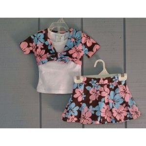 Mad Sky Girls Outfit Floral Skort and Bolero White Tee